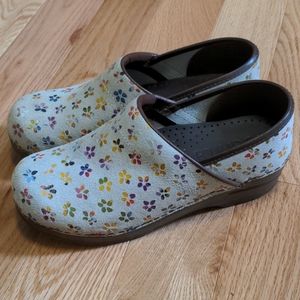 Suede floral Sanita clogs, size 38